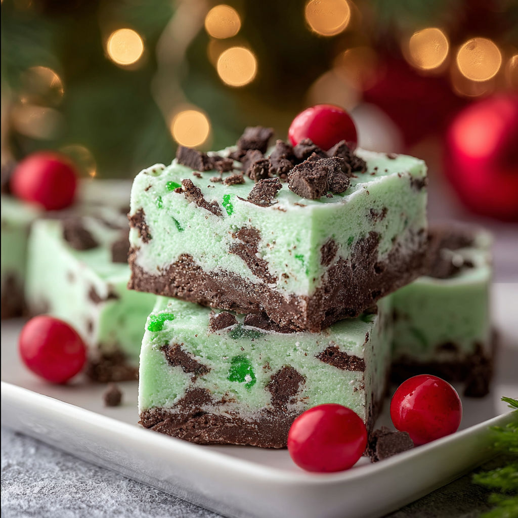 A plate of mint oreo fudge.