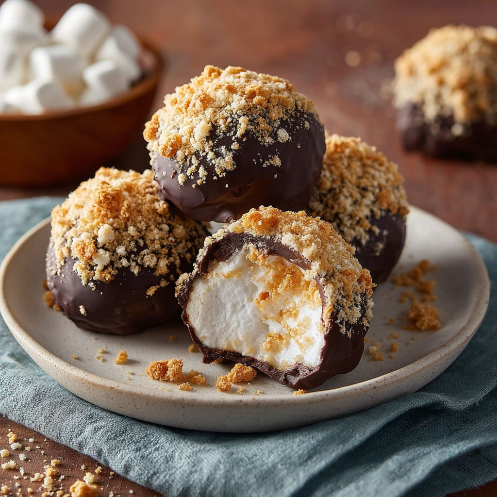 Marshmallow truffles with chocolate and marshmallows.