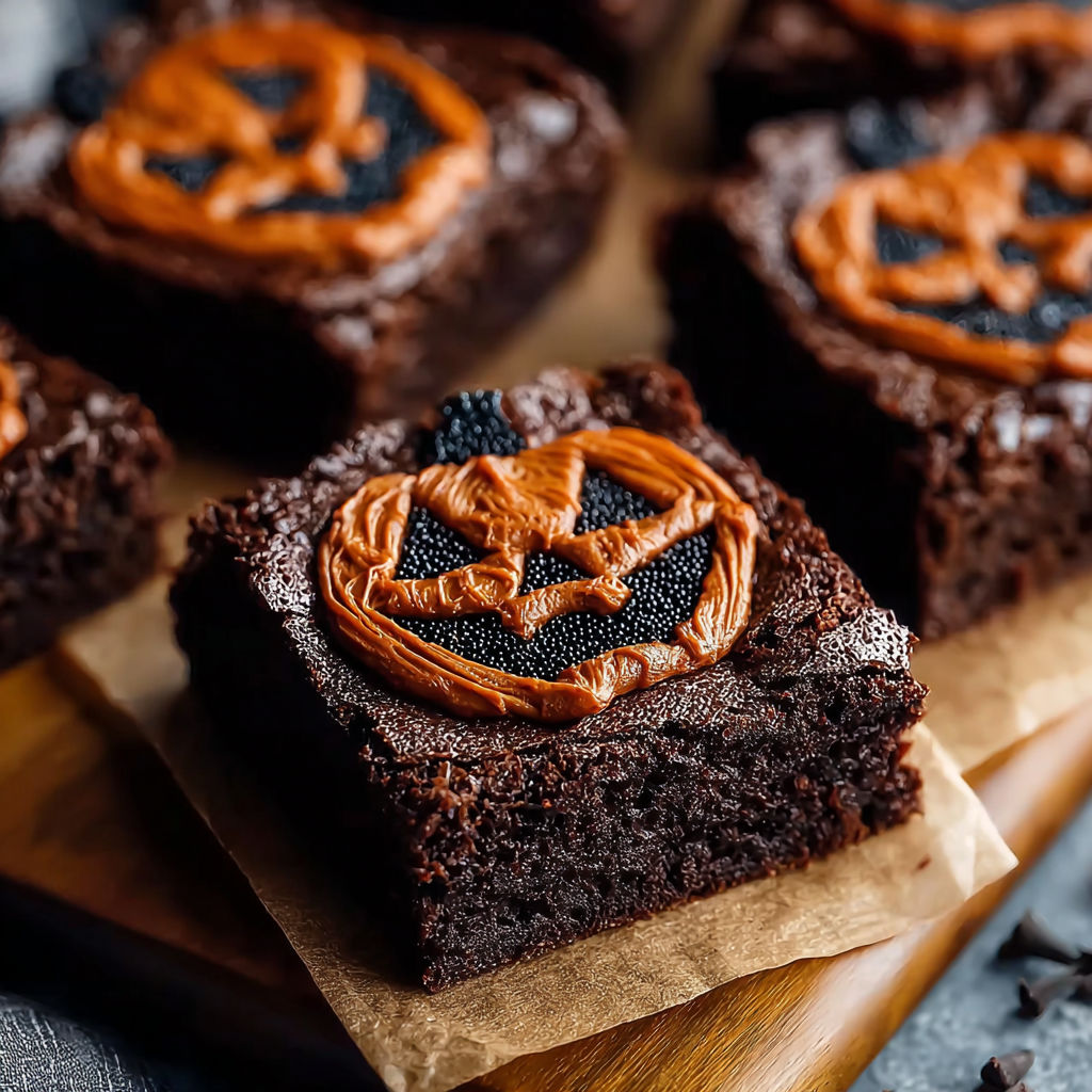 A chocolate cake with a pumpkin decoration.