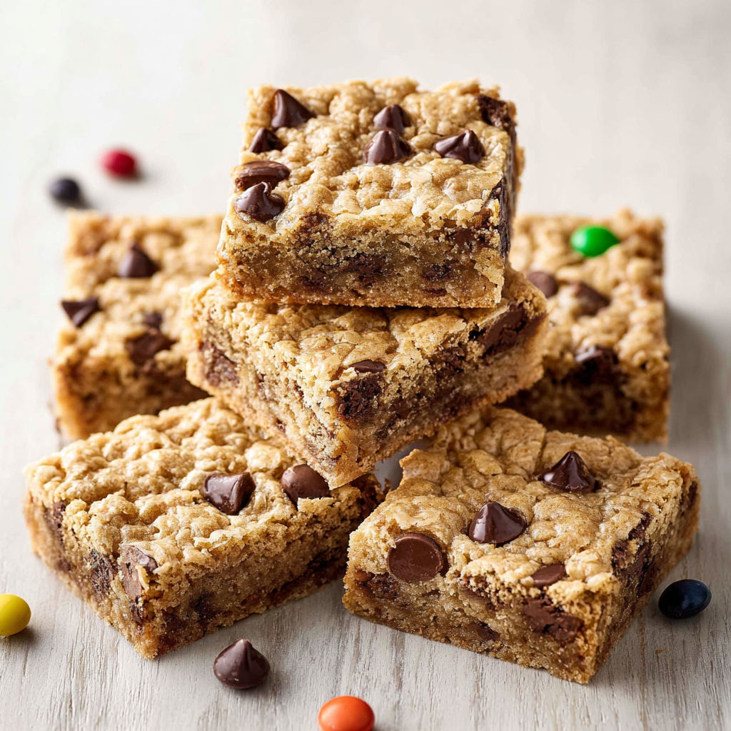 A stack of oatmeal chocolate chip bars.