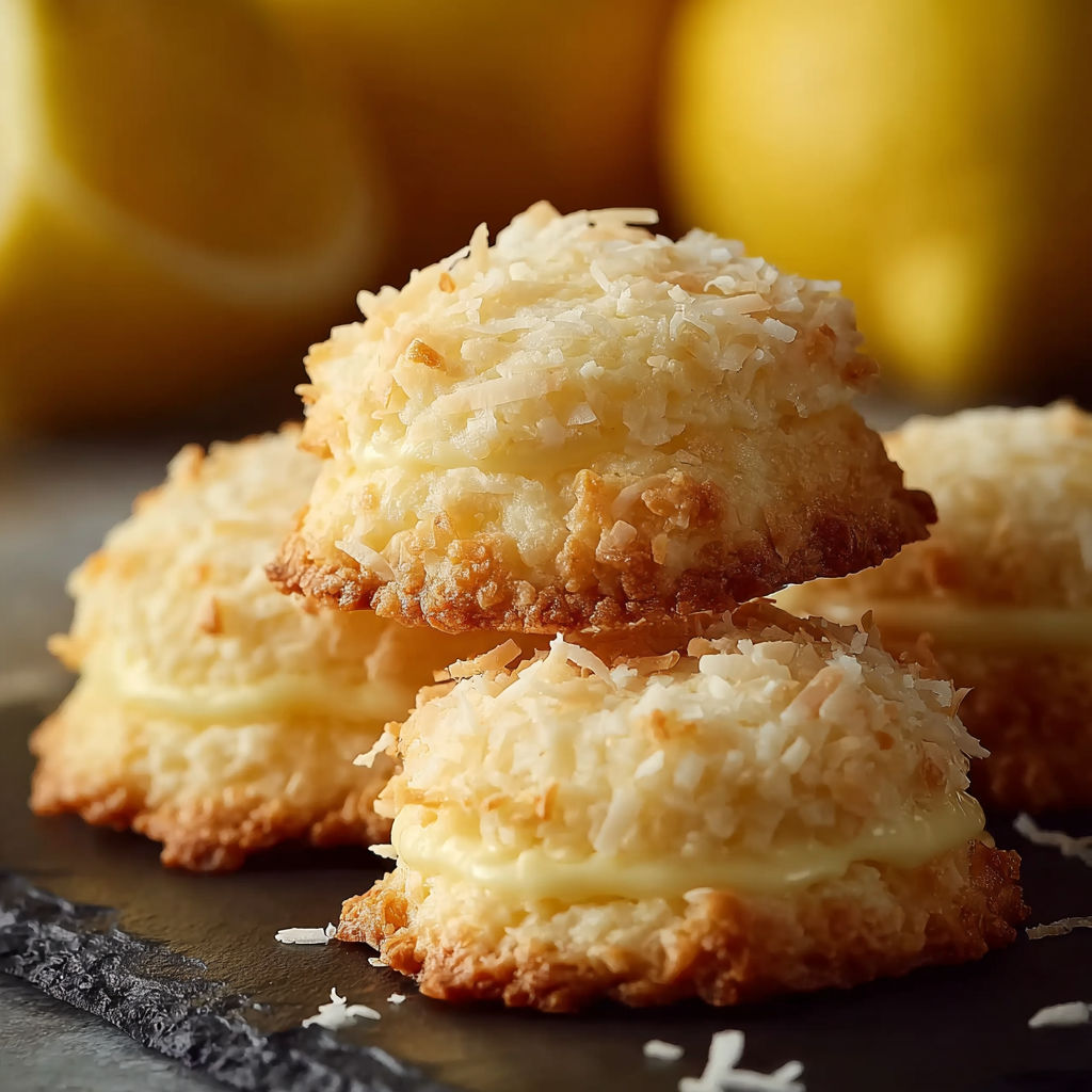 Three lemon coconut cheesecake cookies.