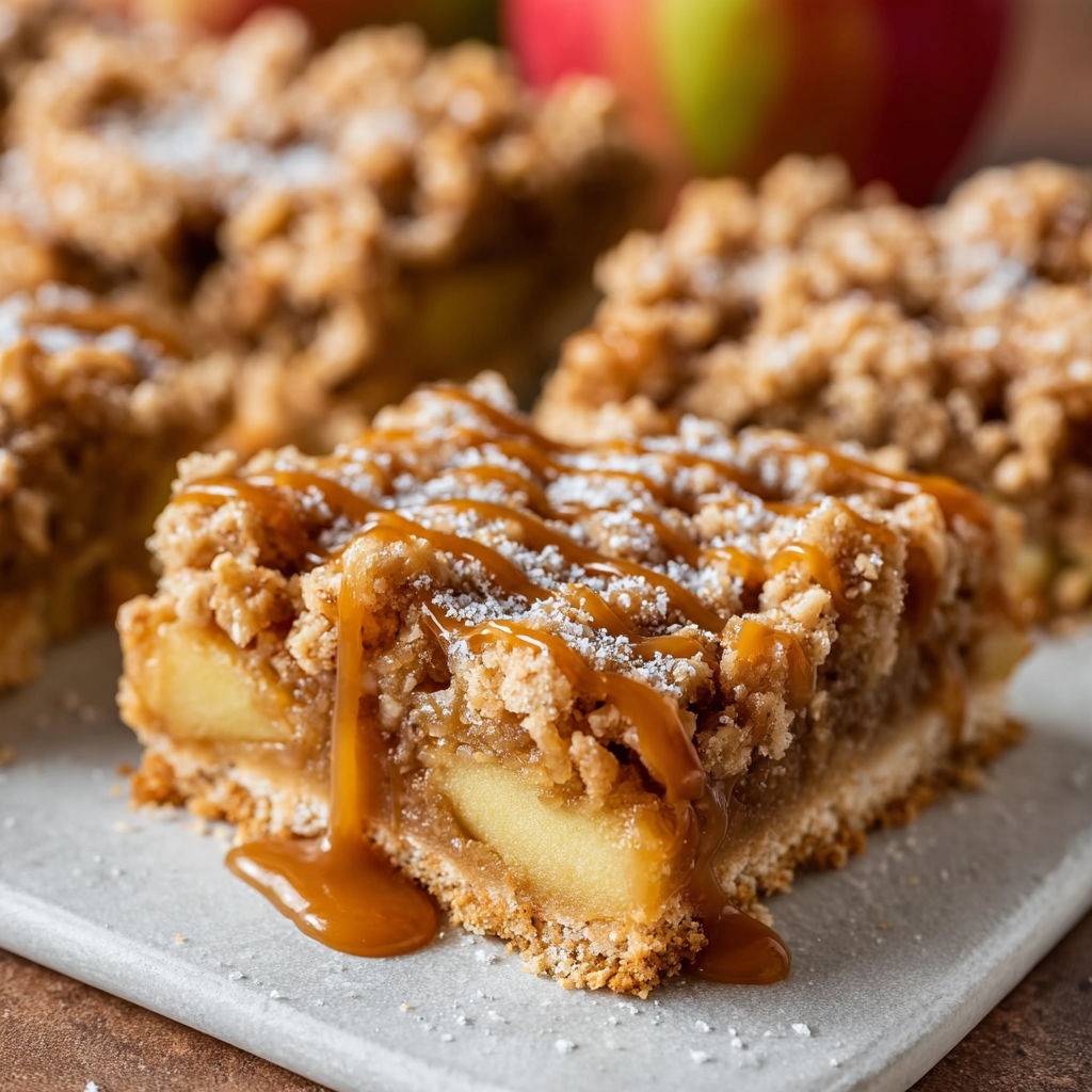 A delicious fall treat, salted caramel apple crisp bars.