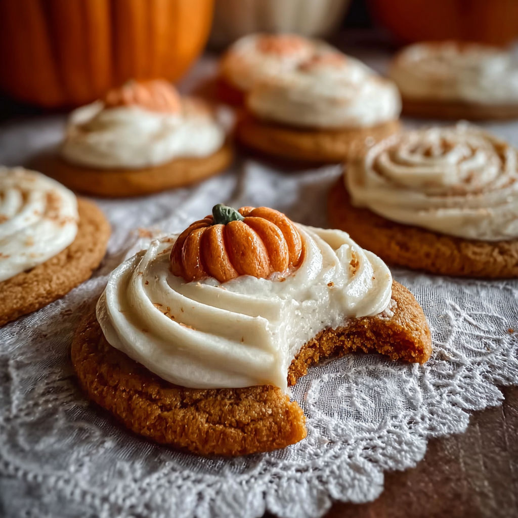 A plate of cookies with a pumpkin on top.