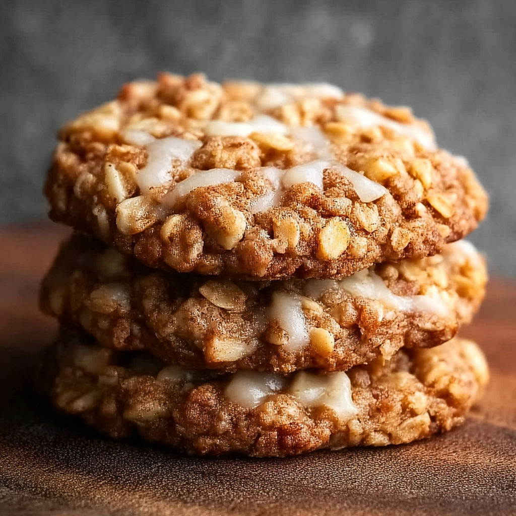 A stack of cookies with a white glaze.