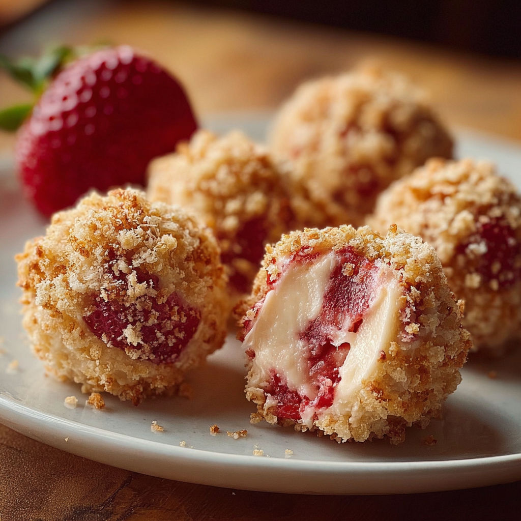 A plate of food with a strawberry and a pastry.