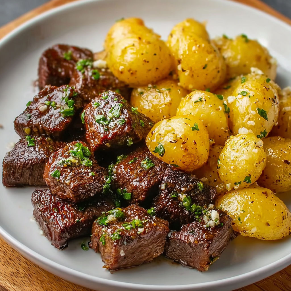A plate of meat and potatoes.