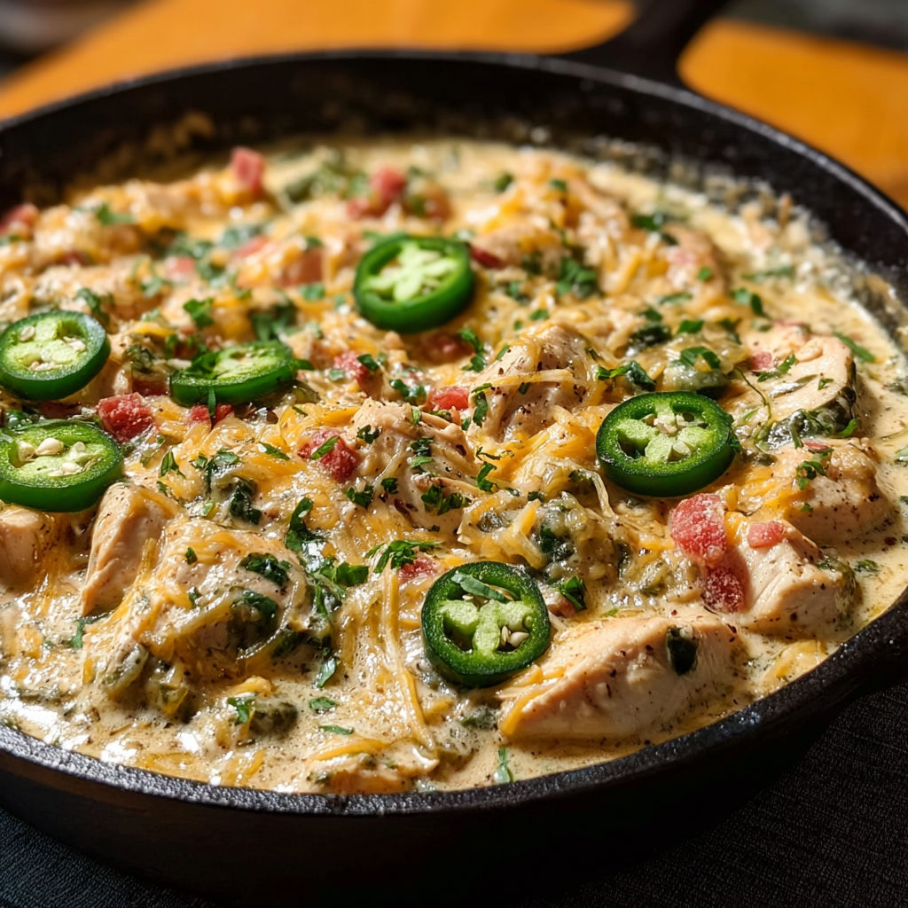 A pan of food with chicken and peppers.