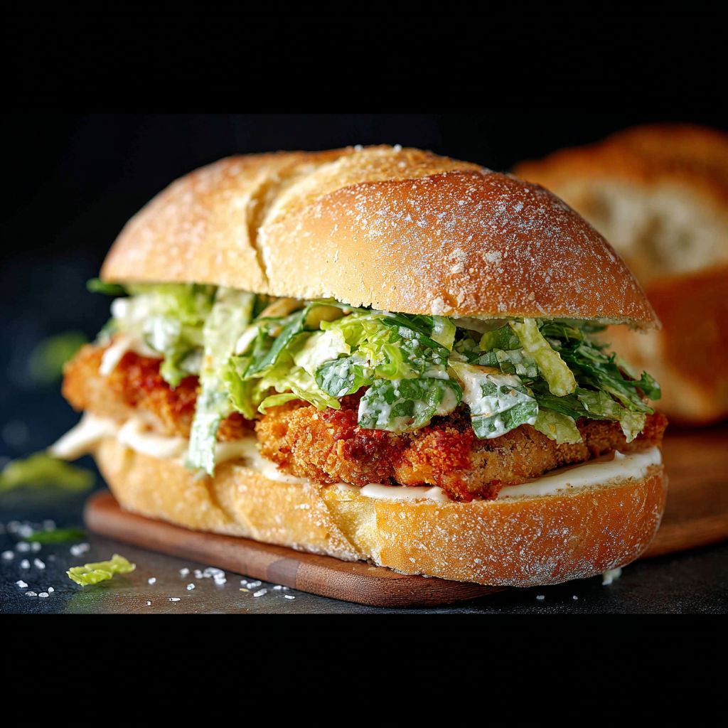 A sandwich with lettuce and chicken.