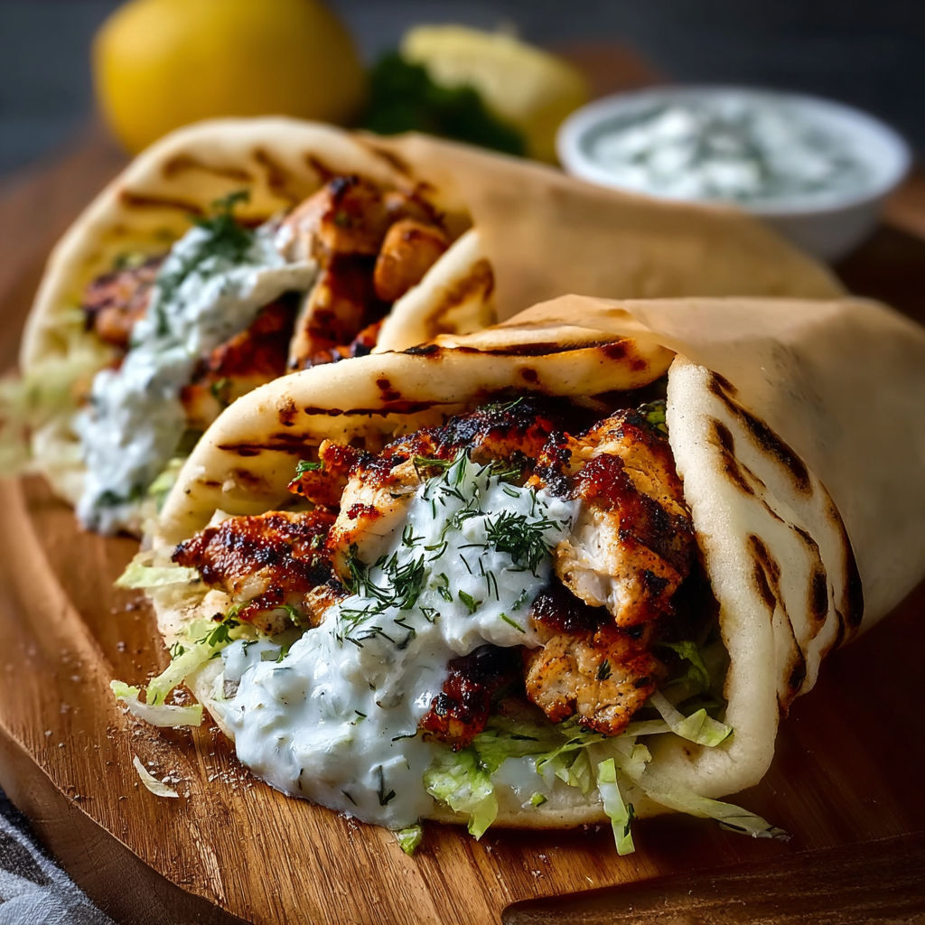 A gyro with chicken and feta cheese.