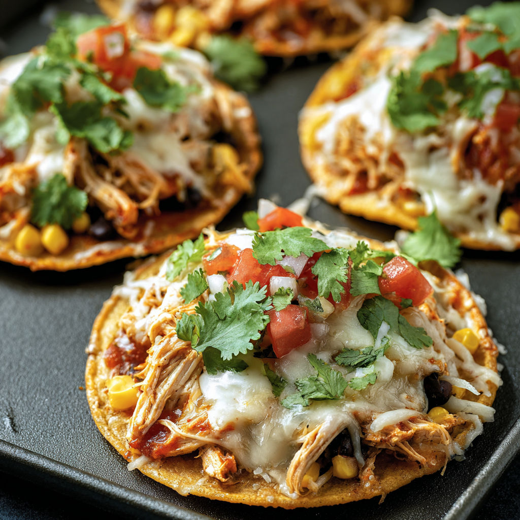 A plate of Mexican Rotisserie Chicken Tostadas.