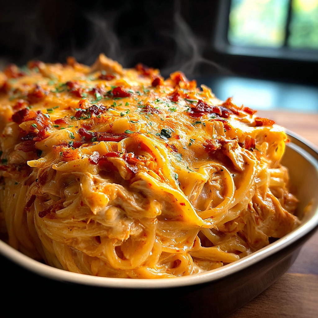 A bowl of food with bacon and cheese.