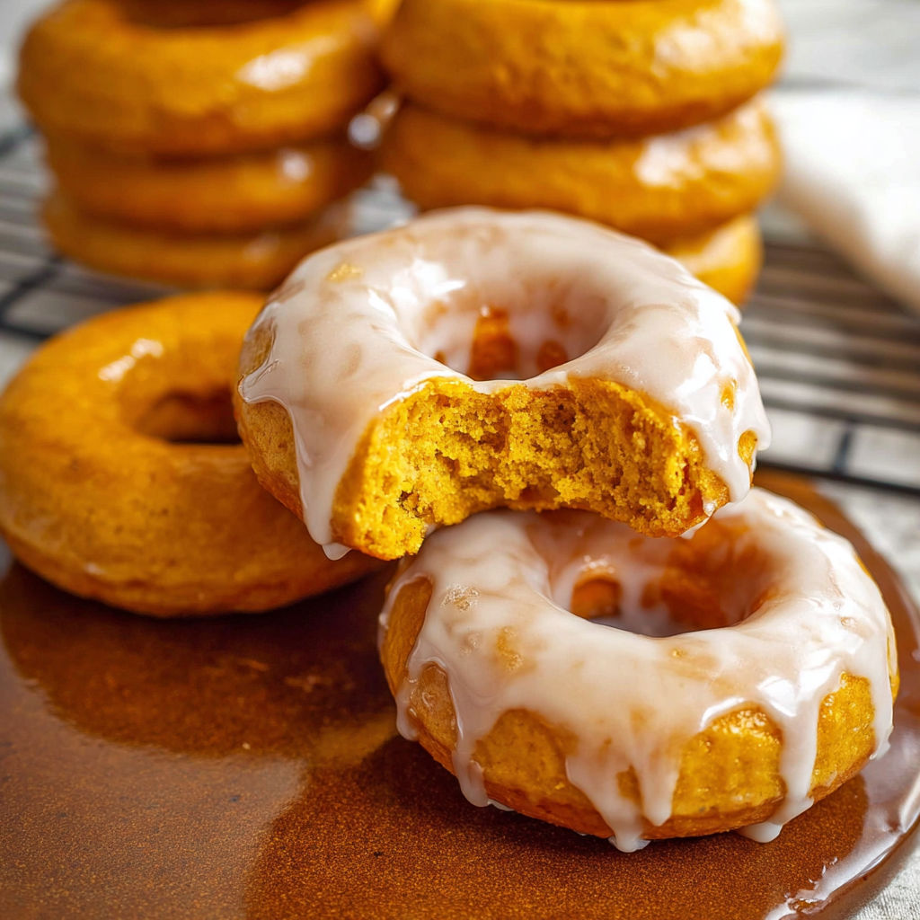 A glazed donut with a hole in the middle.