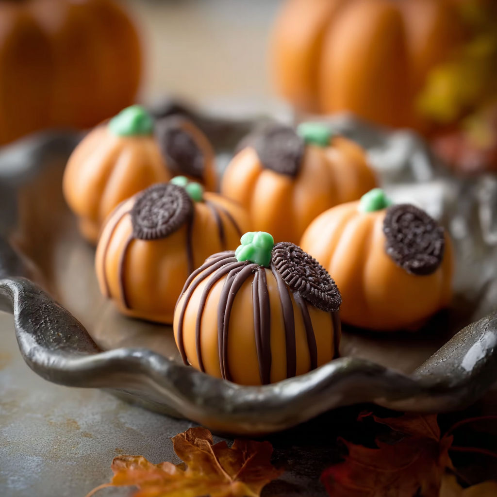 A bowl of chocolate and orange candies.
