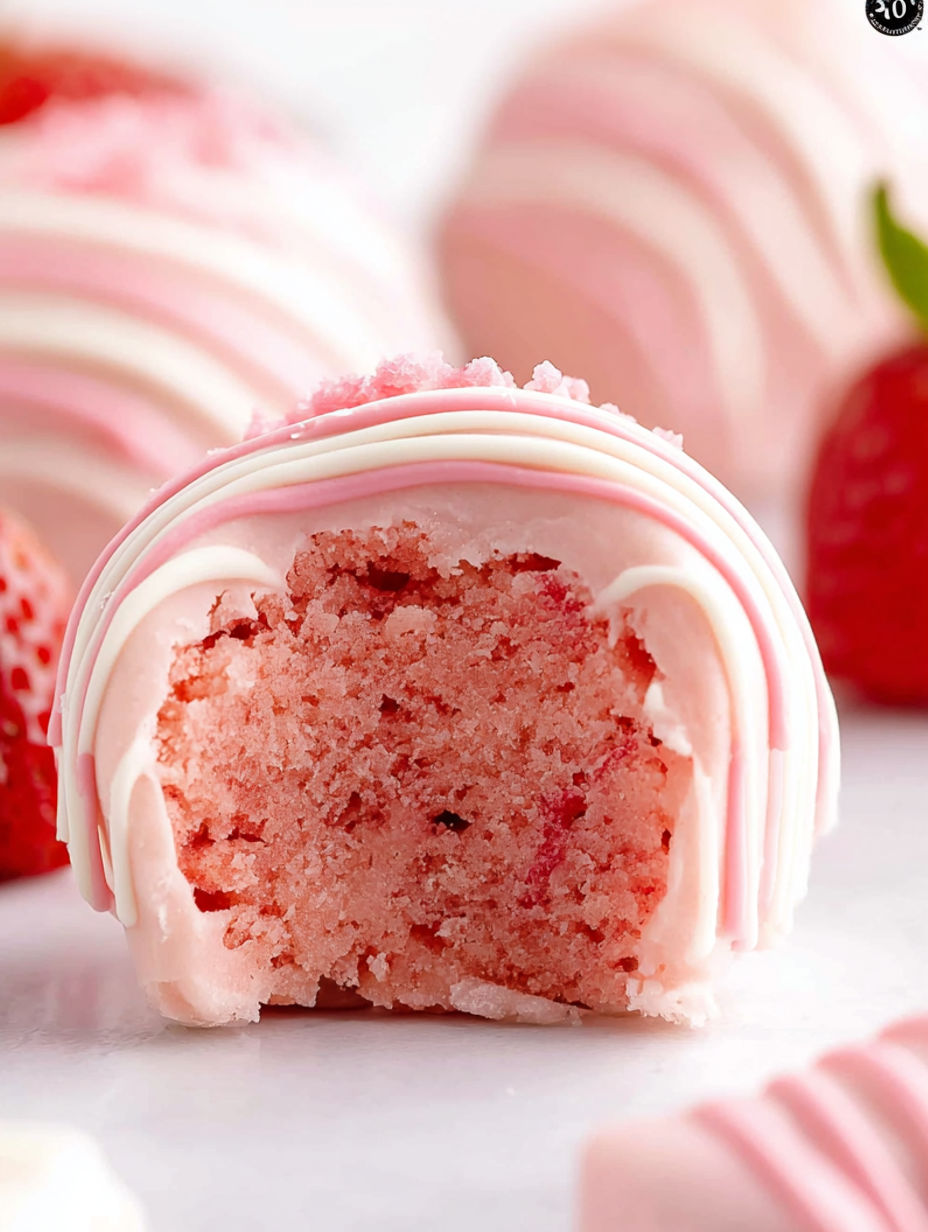 A slice of pink cheesecake with strawberry topping.