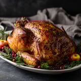 A whole cooked turkey with a dry brine.