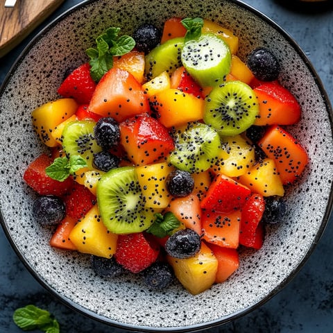 Fruit Salad with Honey-Lime Poppy Seed Dressing