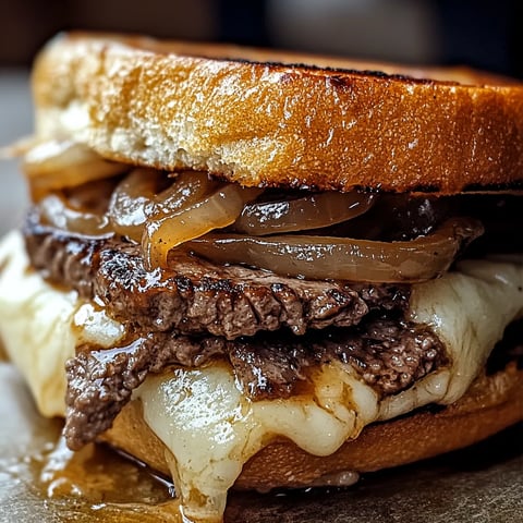 Caramelized Onion and Cheese Steak Sandwich