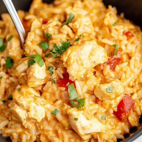 One Pot Queso Chicken and Rice