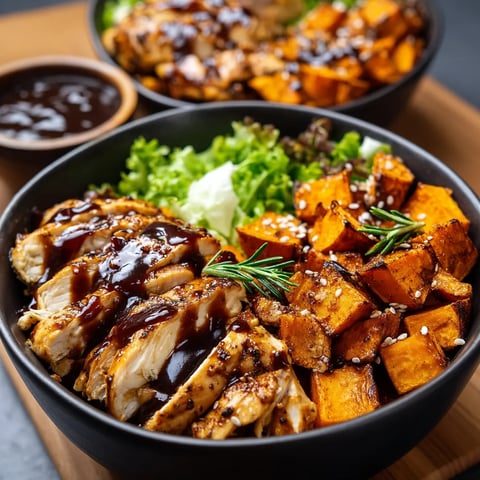 BBQ Chicken & Roasted Sweet Potato Bowls