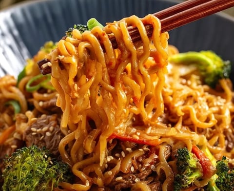 Beef and Broccoli Ramen Stir Fry