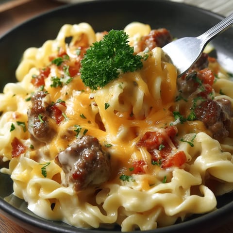 Loaded Cheeseburger Alfredo Pasta