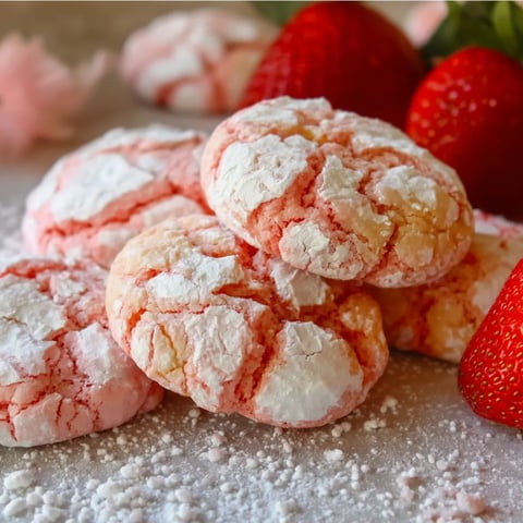 A plate of red strawberries and cookies.