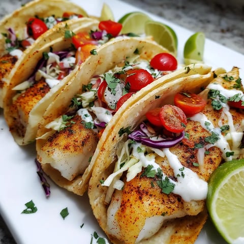 Baja Fish Tacos with tomatoes, limes, and cilantro.