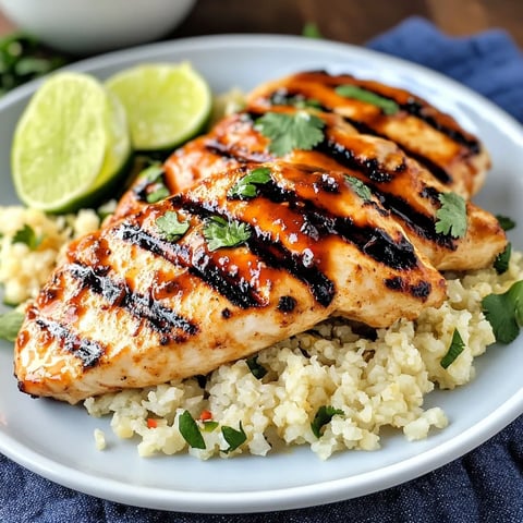 A plate of grilled chicken with sweet chili coconut-lime sauce.