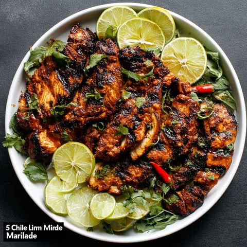 A plate of food with a 5-Minute Zesty Chili Lime Marinade.