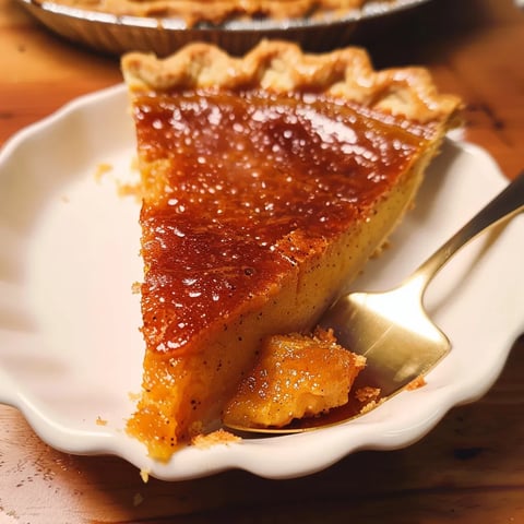 A slice of pumpkin pie brûlée.