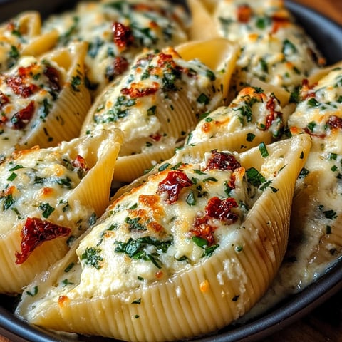 Stuffed Pasta Shells with Cheese and Sun-Dried Tomatoes