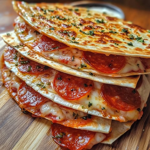 Pizza Quesadillas with Pepperoni