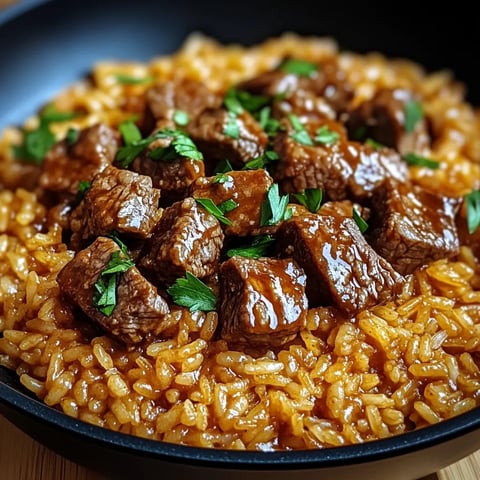 Creamy Honey BBQ Steak with Rice in One Pan