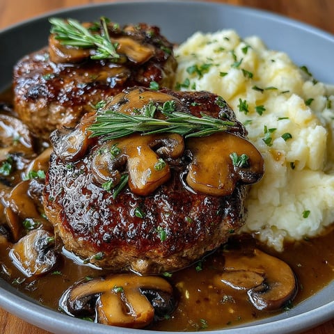 A plate of food with meat and mushrooms.