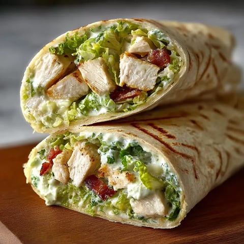 A wrap with chicken and lettuce.