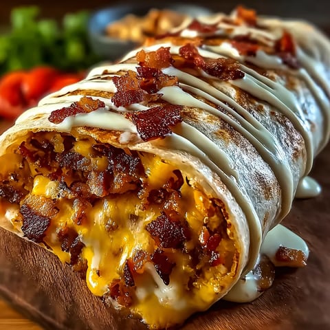 Cheeseburger Burrito Packed with Bacon and Creamy Sauce