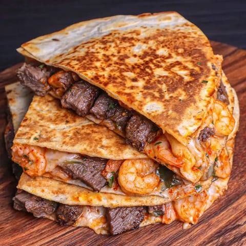 Creole Steak Shrimp Quesadillas