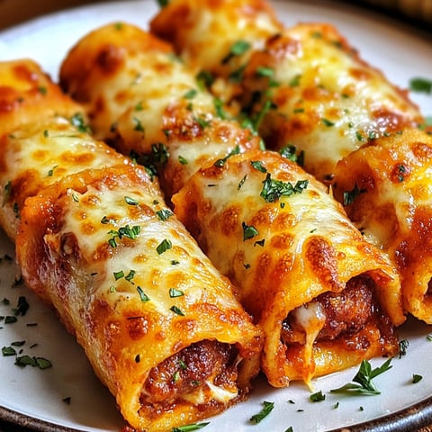 A plate of Doritos Pizza Rolls with Chicken Sausage.