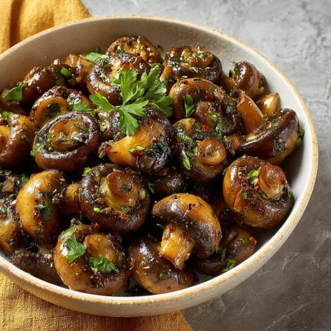 A bowl of sautéed mushrooms.