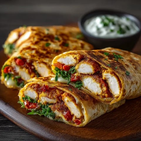 Crispy air fryer chicken and mozzarella wraps.
