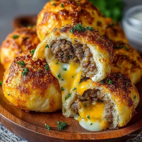 A plate of garlic parmesan cheeseburger bombs.