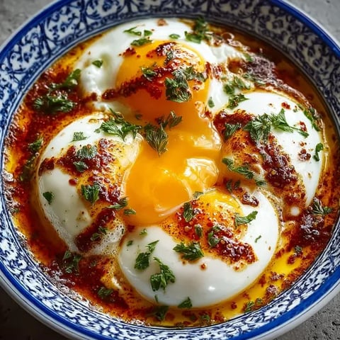 A bowl of eggs with a spoon in it.