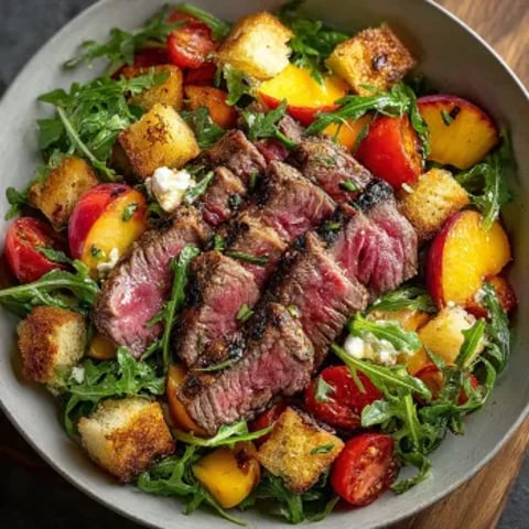 A bowl of food with a piece of meat and vegetables.