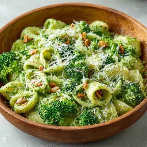 A bowl of pasta with broccoli and cheese.