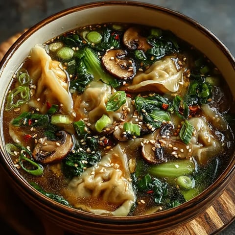 A bowl of soup with mushrooms and bok choy.