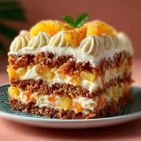 A slice of pineapple carrot cream cake.