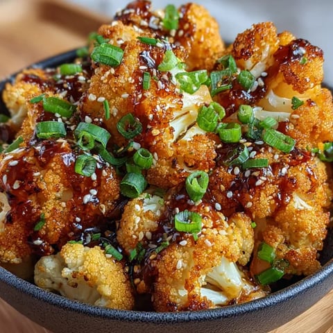 A bowl of sweet and spicy baked cauliflower.