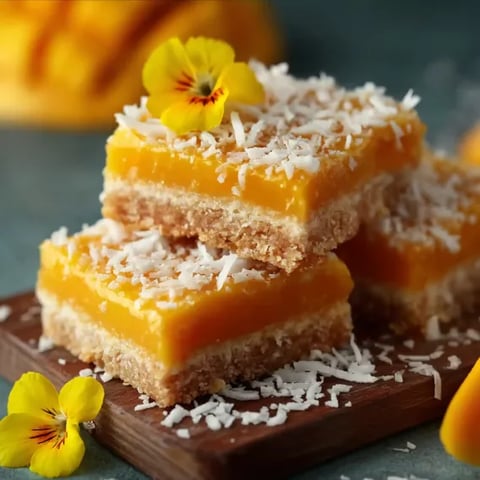 Mango Coconut Oat Shortbread Bars.