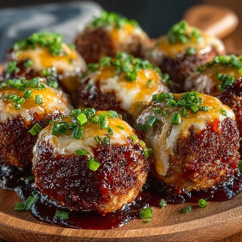 A plate of cheesy BBQ meatballs.
