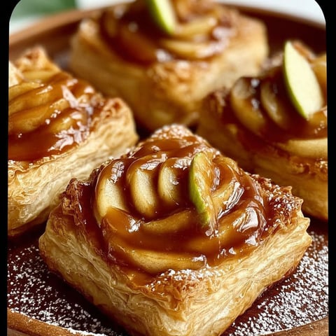 A plate of caramel apple puff pastries.